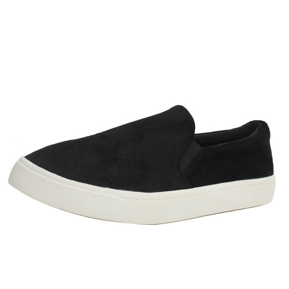 Black Elastic White Sole Slip On Loafer - Picture 2 of 6